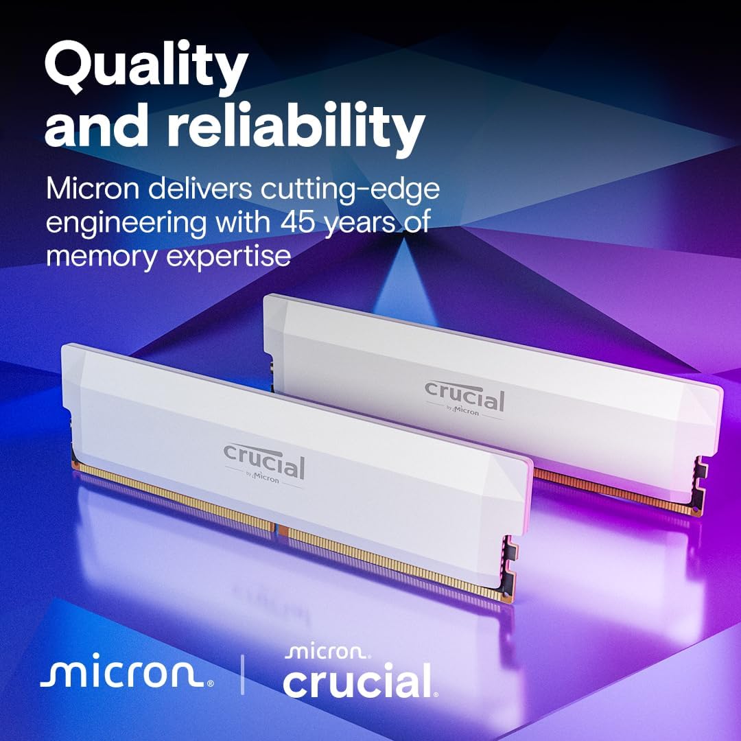 Crucial Ram Desktop Pro Series 32GB (2x16GB) 6000MHZ DDR5 CL36 White Crucial Ram Desktop Pro Series 32GB (2x16GB) 6000MHZ DDR5 CL36 White